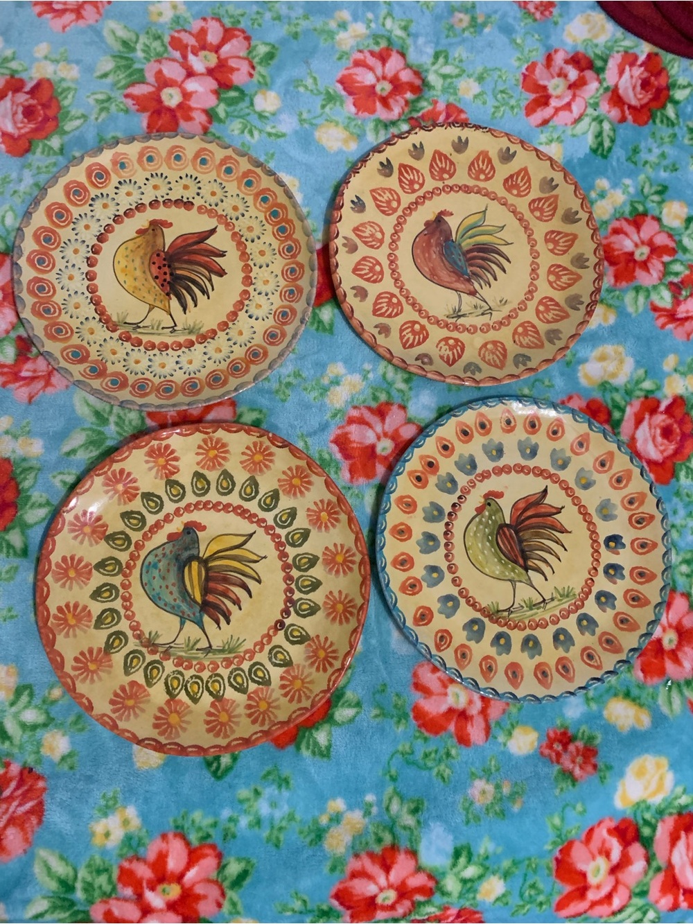 Vintage Italian Majolica Handmade Hand Painted Italian Pottery Plates Set 4